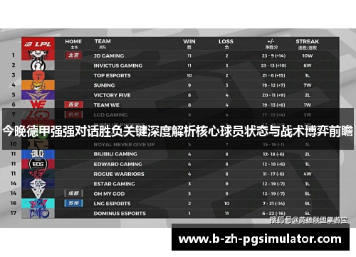 今晚德甲强强对话胜负关键深度解析核心球员状态与战术博弈前瞻